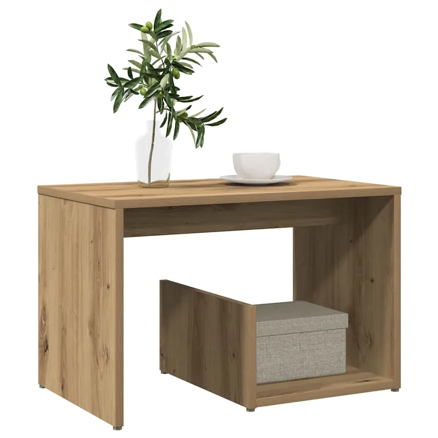 Table d'appoint chêne artisanal 59x36x38 cm bois d'ingénierie - 3