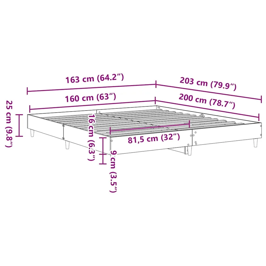 Cadre de lit sans matelas chêne marron 160x200 cm - 9