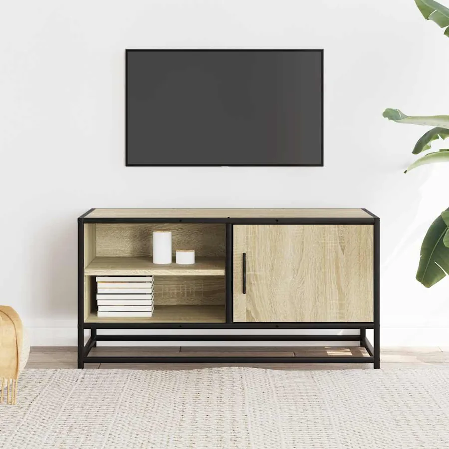 Meuble TV chêne sonoma 80x34,5x40 cm bois d'ingénierie et métal - 3