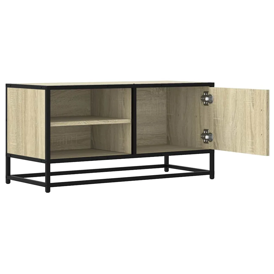 Meuble TV chêne sonoma 80x34,5x40 cm bois d'ingénierie et métal - 7
