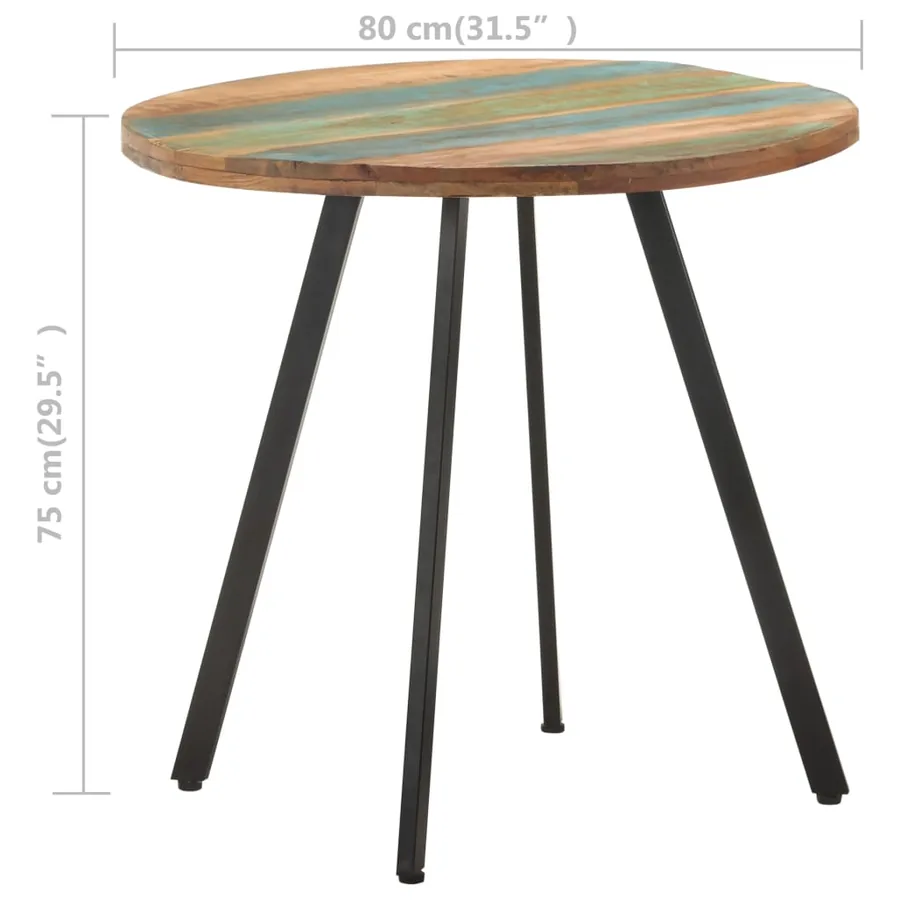 Table de salle à manger 80 cm Bois de récupération massif - 4