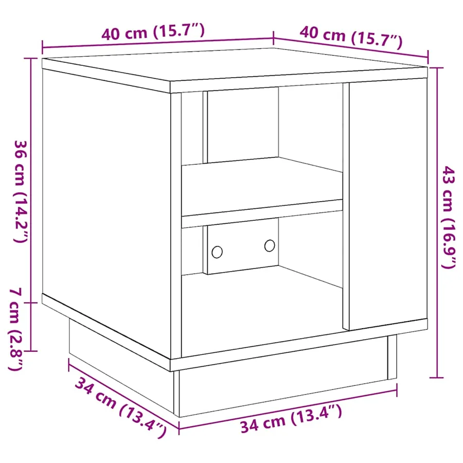Table basse vieux bois 40x40x43 cm bois d'ingénierie - 9