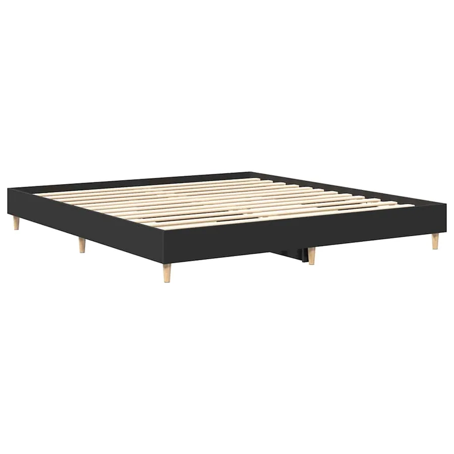 Cadre de lit sans matelas noir 180x200 cm bois d'ingénierie - 7