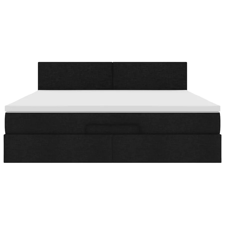 Cadre de lit ottoman avec matelas noir 160x200 cm tissu - 7
