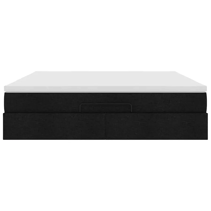 Cadre de lit ottoman avec matelas noir 160x200 cm tissu - 7
