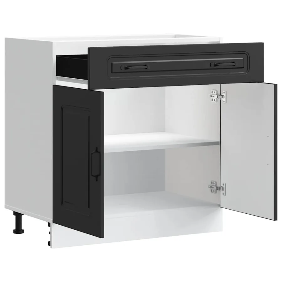Armoire de cuisine Kalmar noir bois d'ingénierie - 5