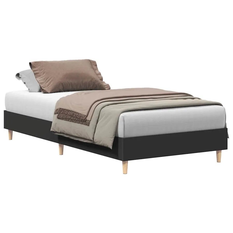 Cadre de lit sans matelas noir 100x200 cm bois d'ingénierie - 2