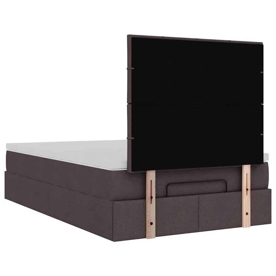Cadre de lit ottoman avec matelas marron foncé 120x190 cm tissu - 12