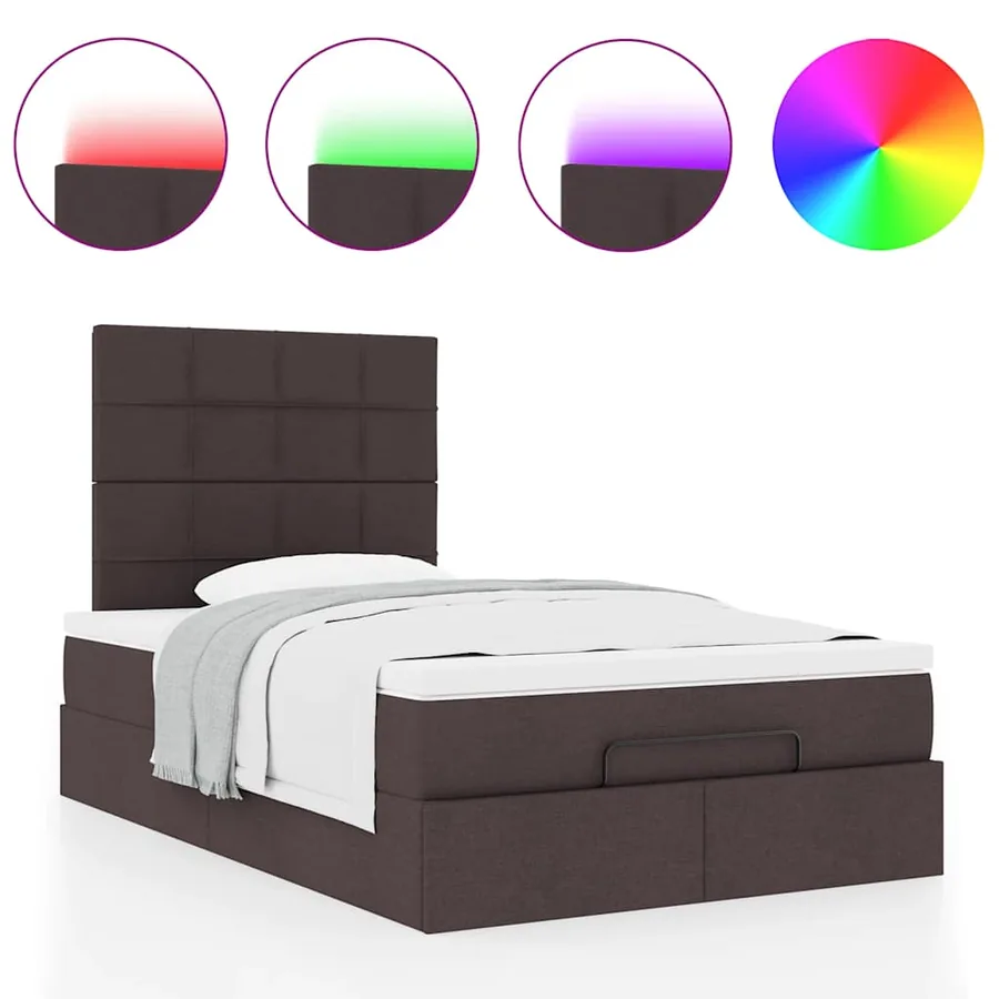 Cadre de lit ottoman avec matelas marron foncé 120x190 cm tissu - 5