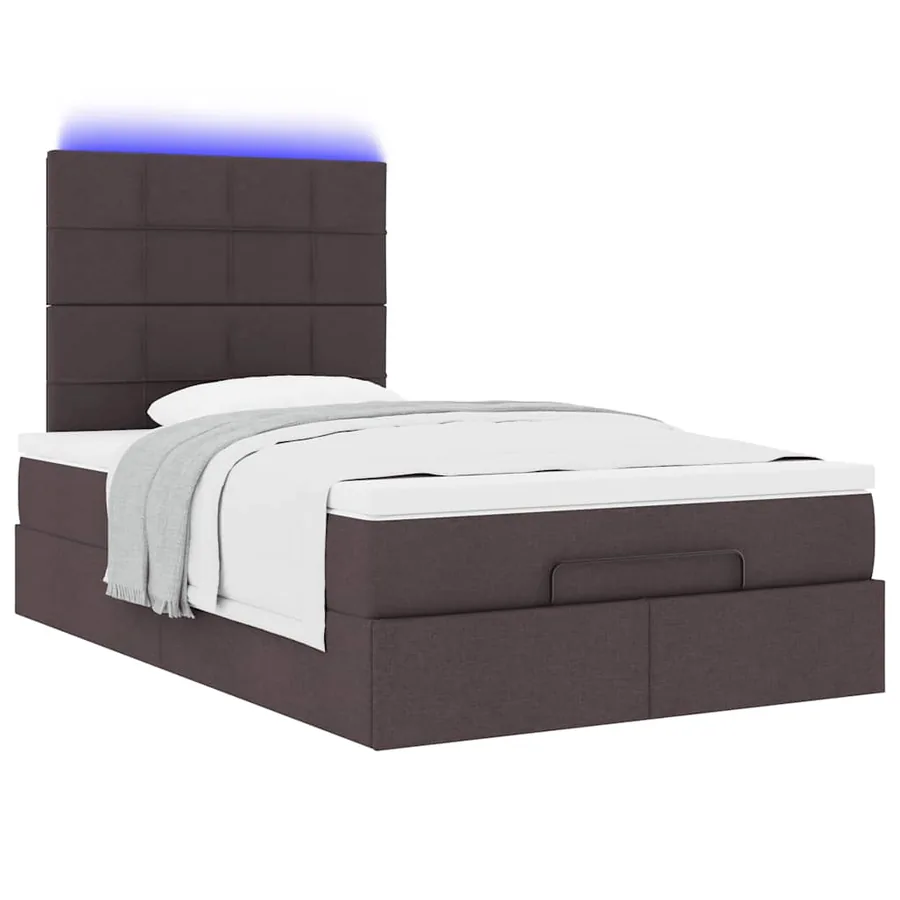 Cadre de lit ottoman avec matelas marron foncé 120x190 cm tissu - 6