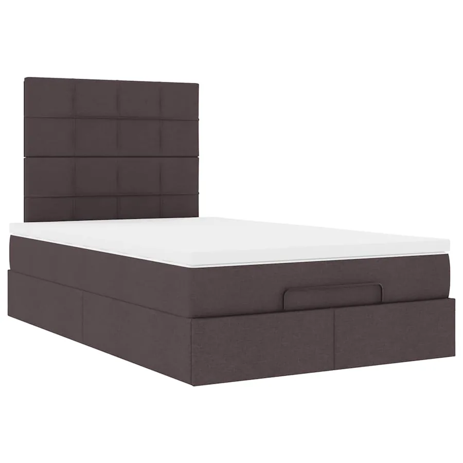 Cadre de lit ottoman avec matelas marron foncé 120x190 cm tissu - 7
