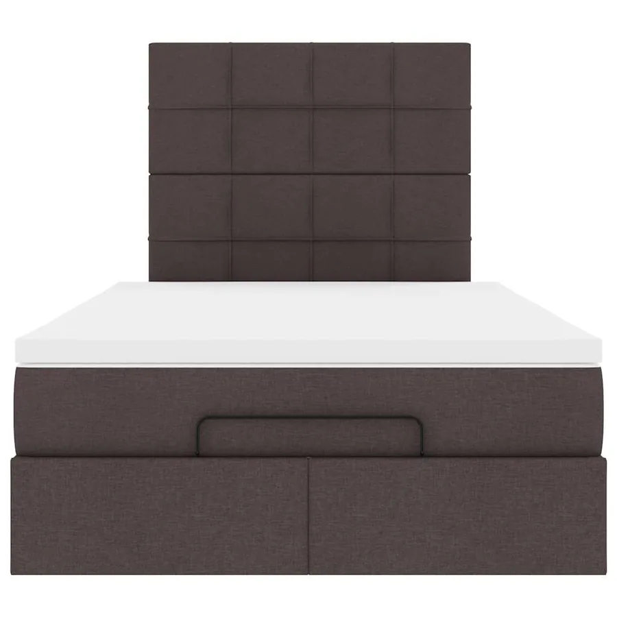 Cadre de lit ottoman avec matelas marron foncé 120x190 cm tissu - 8