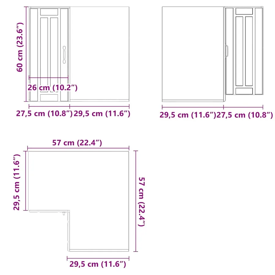 Armoire d'angle murale de cuisine Lucca chêne marron - 11