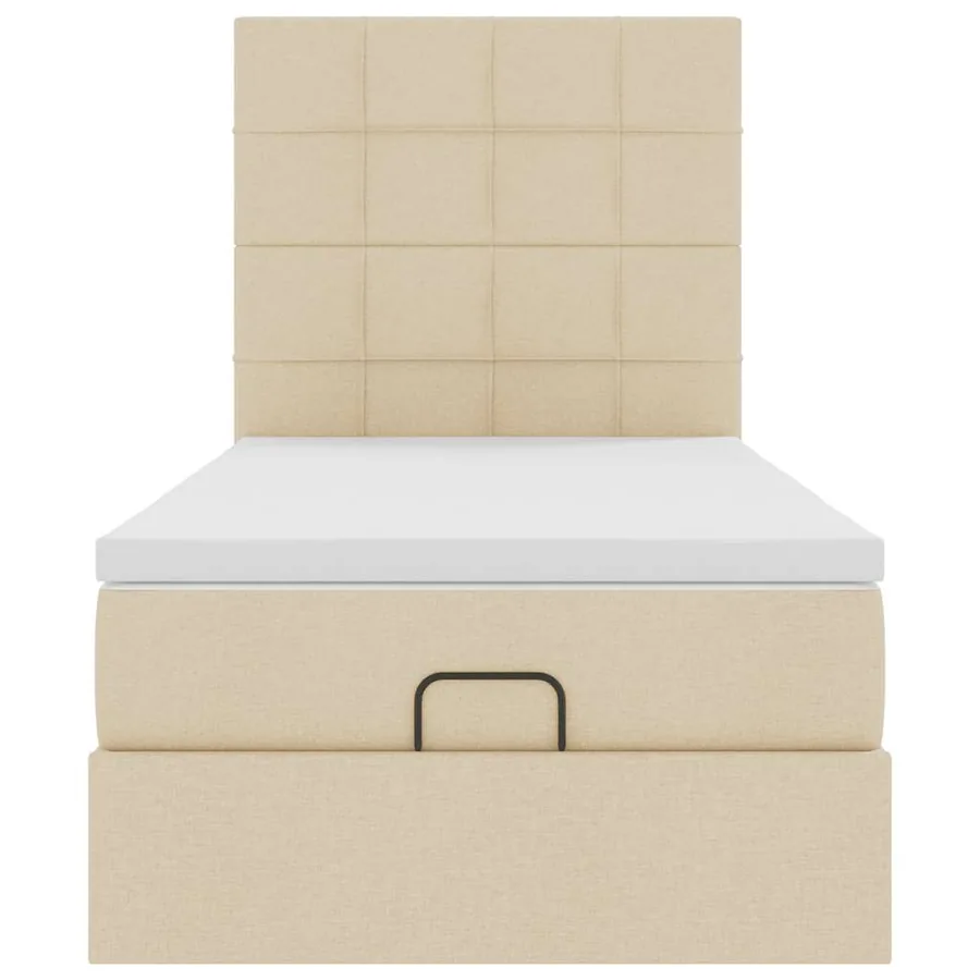 Lit ottoman avec matelas crème 100x200 cm tissu - 5