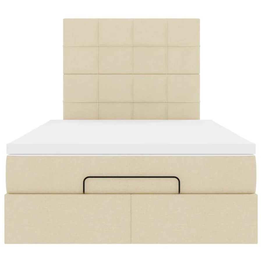 Cadre de lit ottoman avec matelas crème 120x200cm tissu - 7