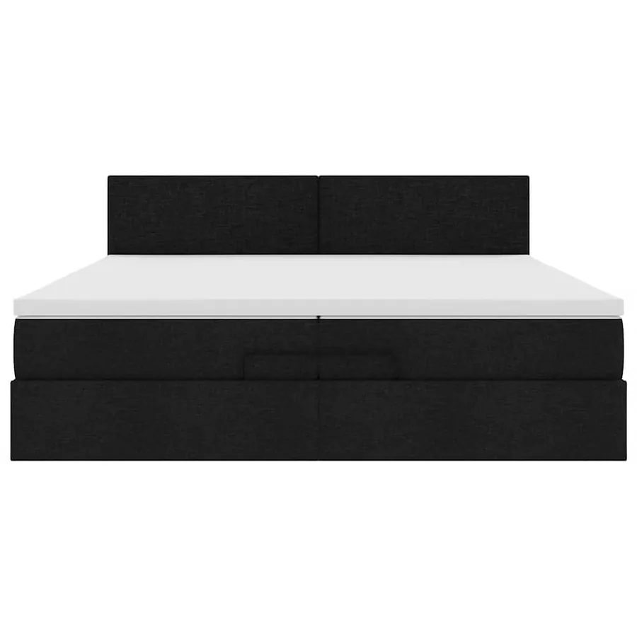 Cadre de lit ottoman avec matelas noir 200x200cm tissu - 8