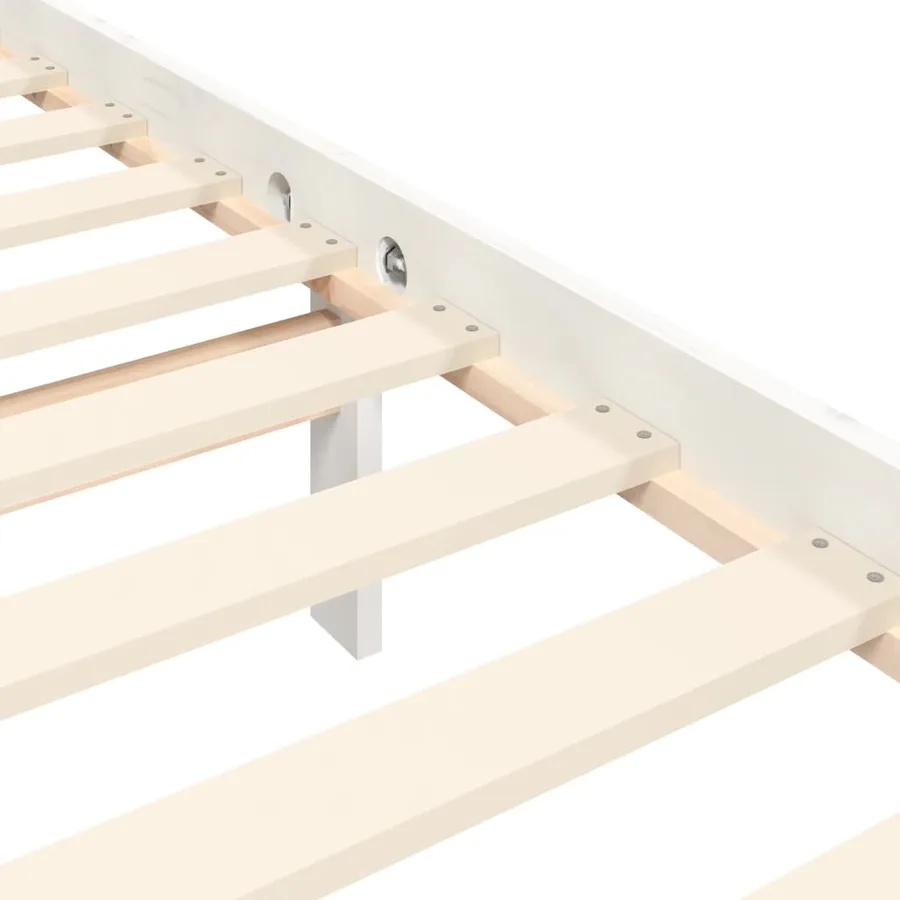 Cadre de lit sans matelas blanc bois de pin massif - 10