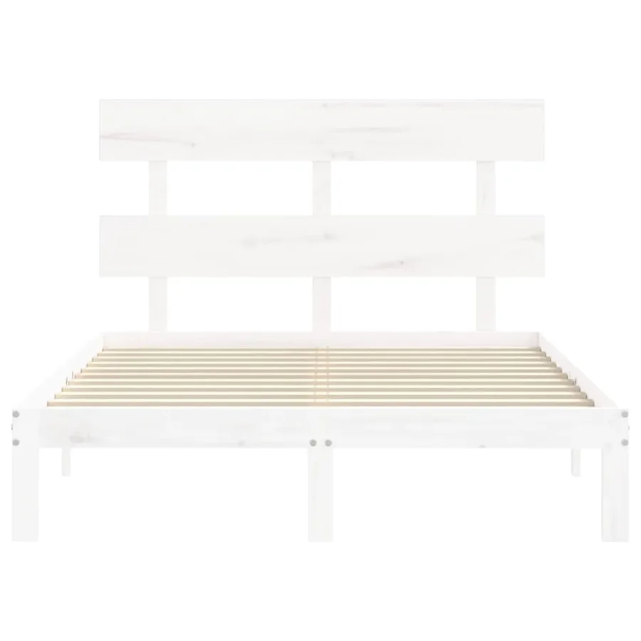 Cadre de lit sans matelas blanc bois de pin massif - 6