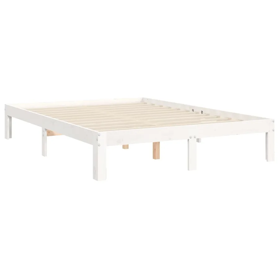 Cadre de lit sans matelas blanc bois de pin massif - 9