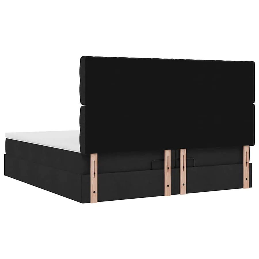 Cadre de lit ottoman avec matelas noir 200x200cm tissu - 12