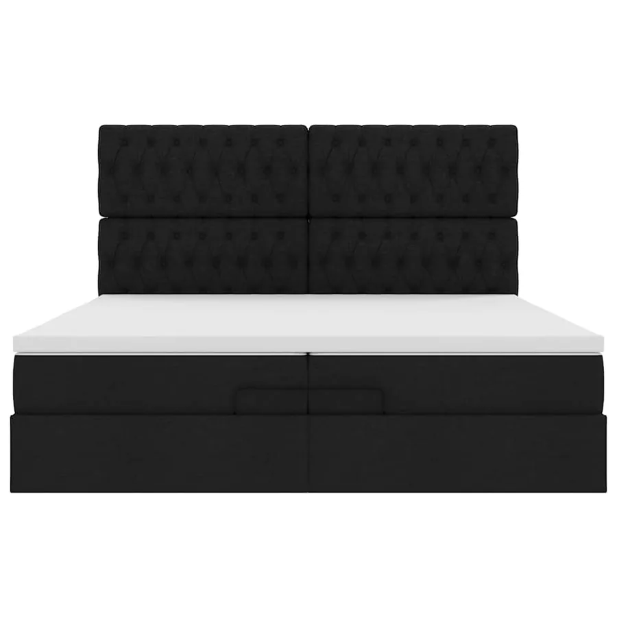 Cadre de lit ottoman avec matelas noir 200x200cm tissu - 8