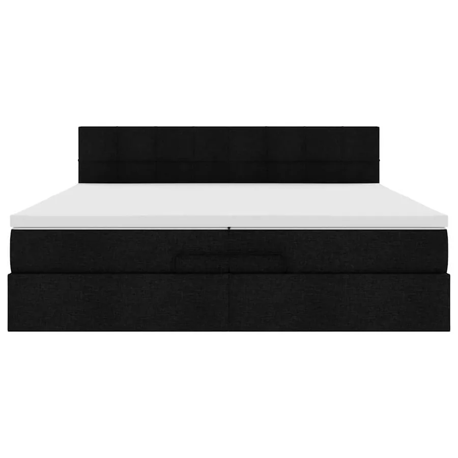 Cadre de lit ottoman avec matelas noir 200x200 cm tissu - 6