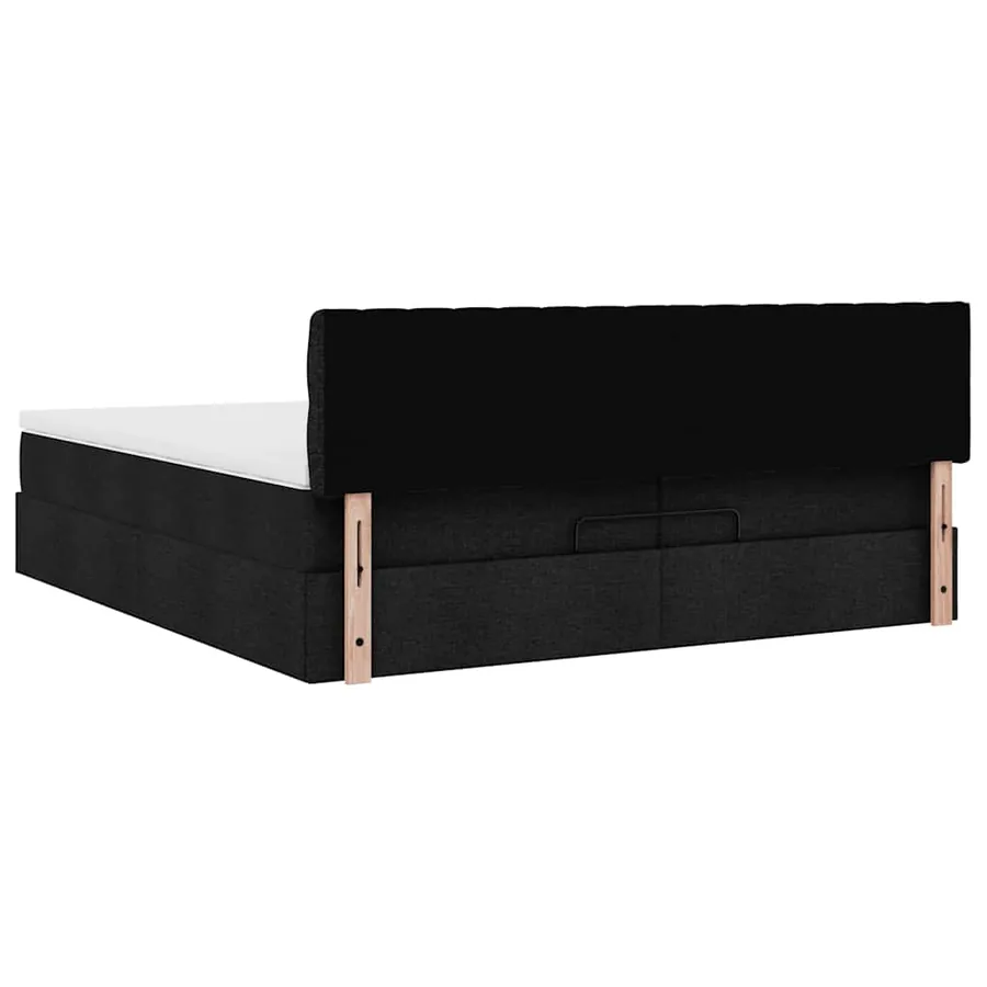 Cadre de lit ottoman avec matelas noir 200x200 cm tissu - 11