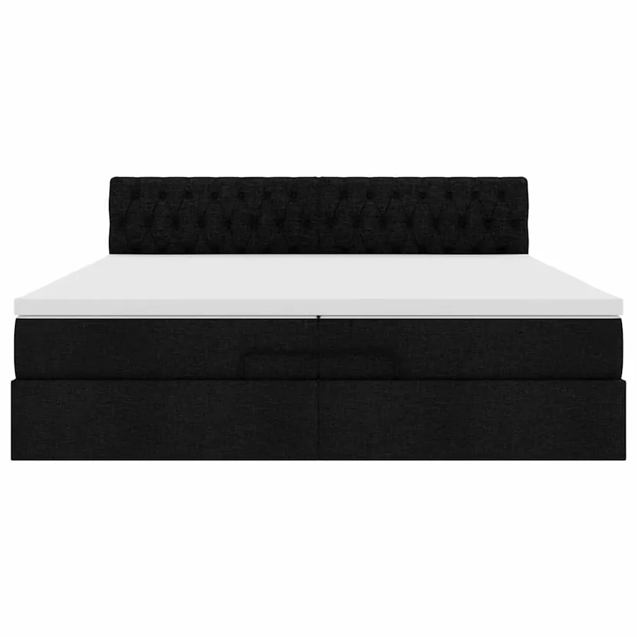 Cadre de lit ottoman avec matelas noir 200x200 cm tissu - 7