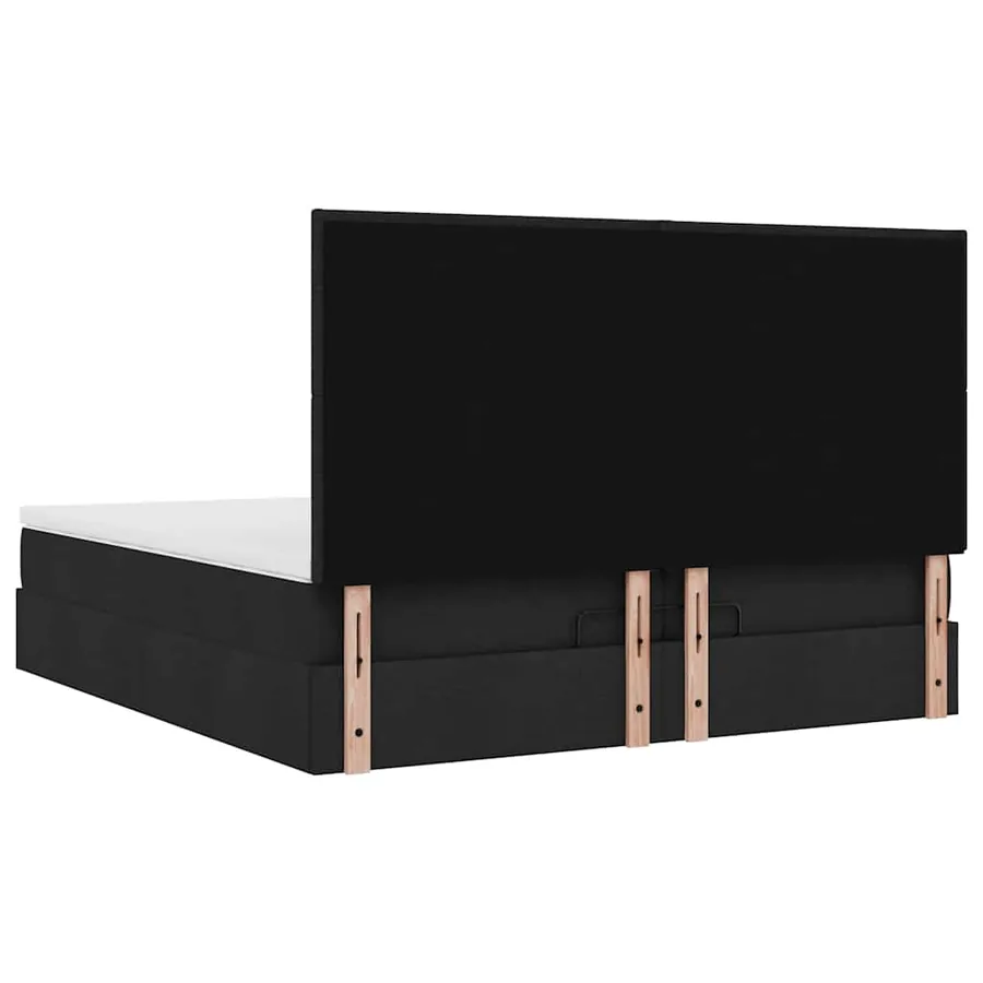 Cadre de lit ottoman avec matelas noir 200x200cm tissu - 12