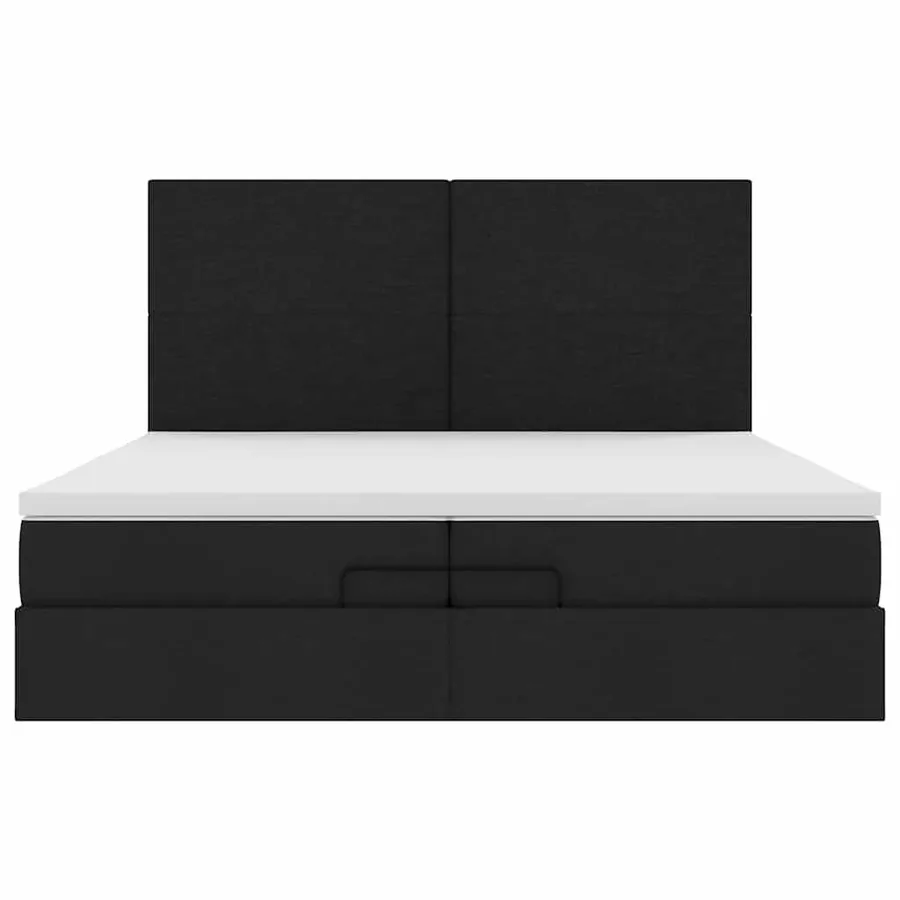 Cadre de lit ottoman avec matelas noir 200x200cm tissu - 8