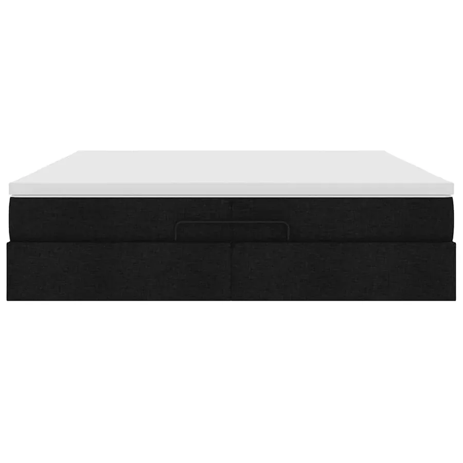 Cadre de lit ottoman avec matelas noir 200x200cm tissu - 7