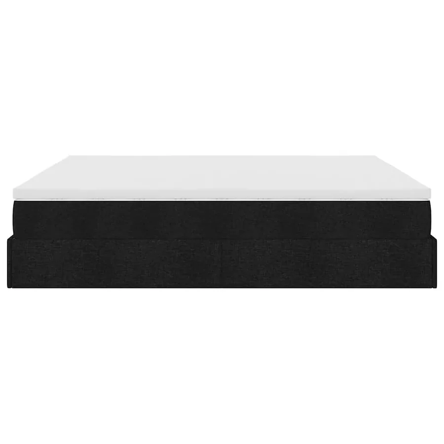 Cadre de lit ottoman avec matelas noir 200x200cm tissu - 9