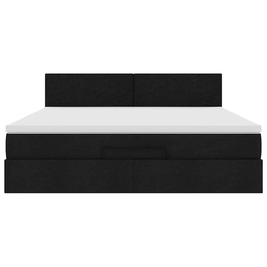 Cadre de lit ottoman avec matelas noir 180x200 cm tissu - 7