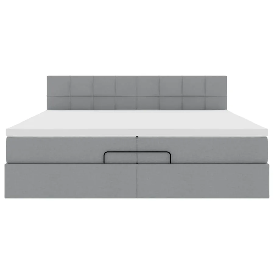 Cadre de lit ottoman avec matelas gris clair 200x200 cm tissu - 7
