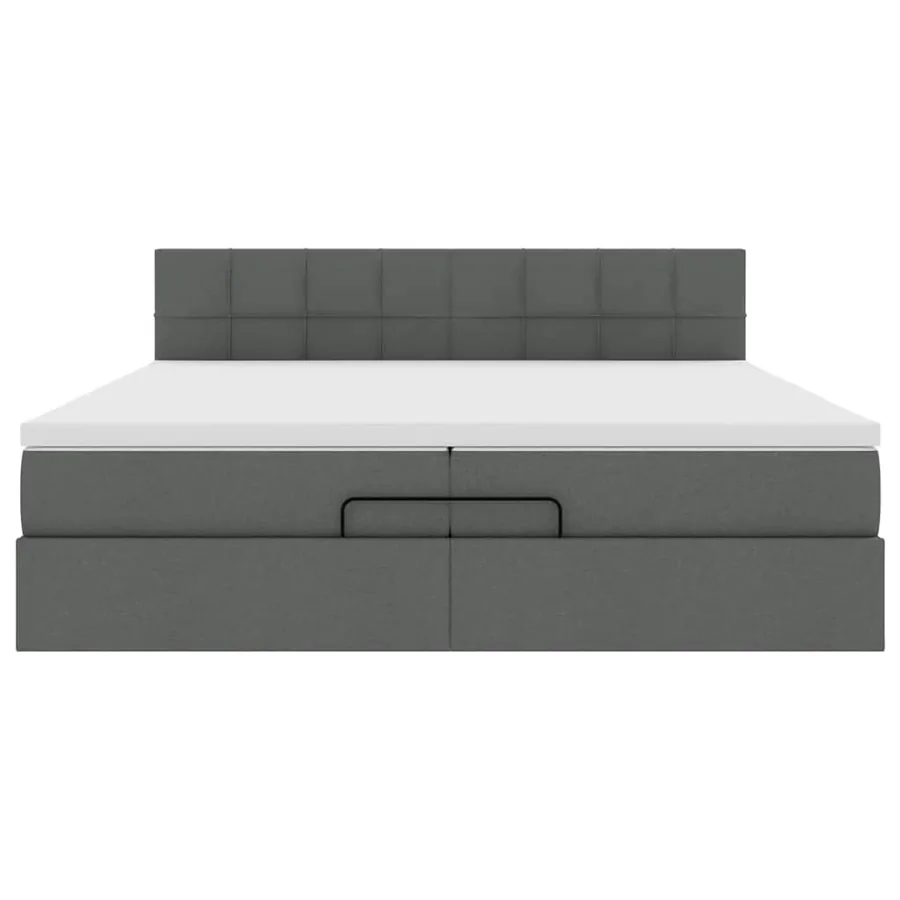Cadre de lit ottoman avec matelas gris foncé 200x200cm tissu - 8