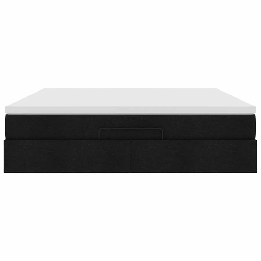 Cadre de lit ottoman avec matelas noir 180x200 cm tissu - 7