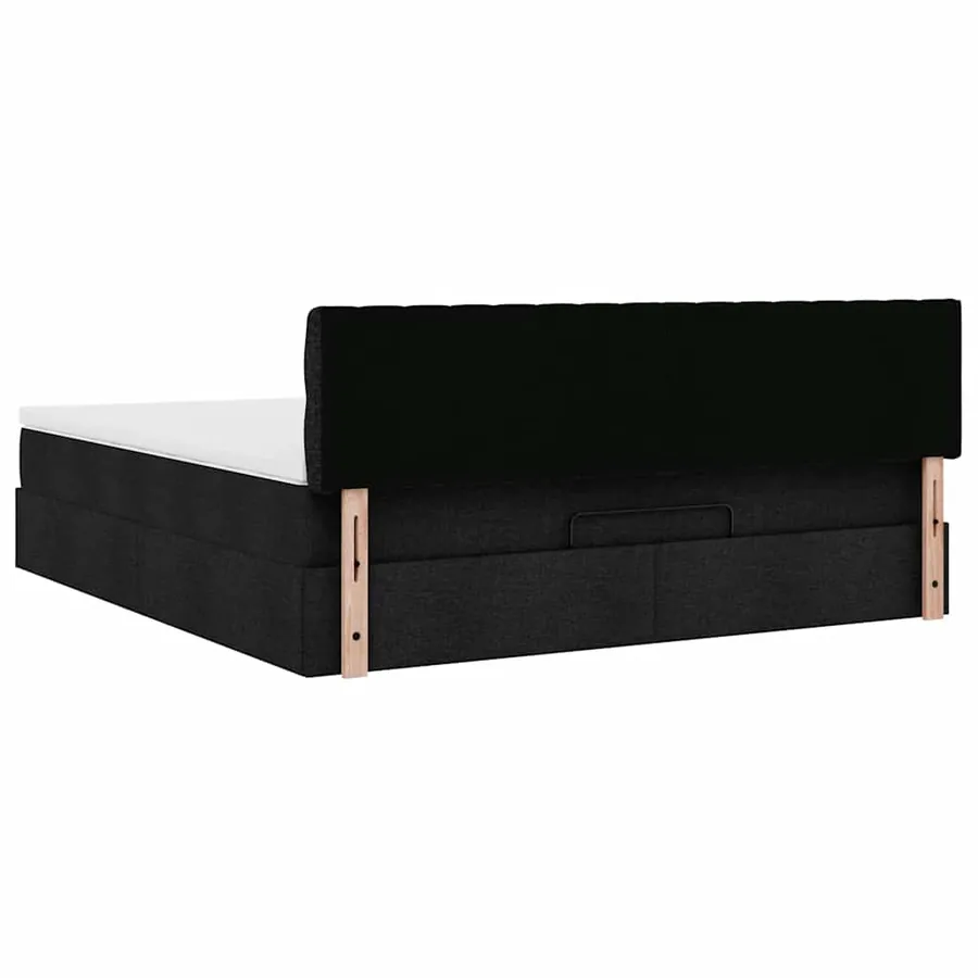 Cadre de lit ottoman avec matelas noir 180x200 cm tissu - 11