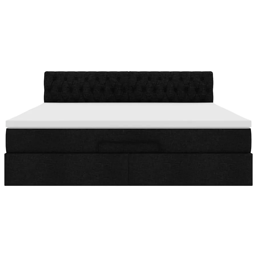 Cadre de lit ottoman avec matelas noir 180x200 cm tissu - 7