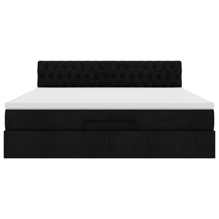 Lit ottoman avec matelas et LED Noir 180x200cm tissu - 8