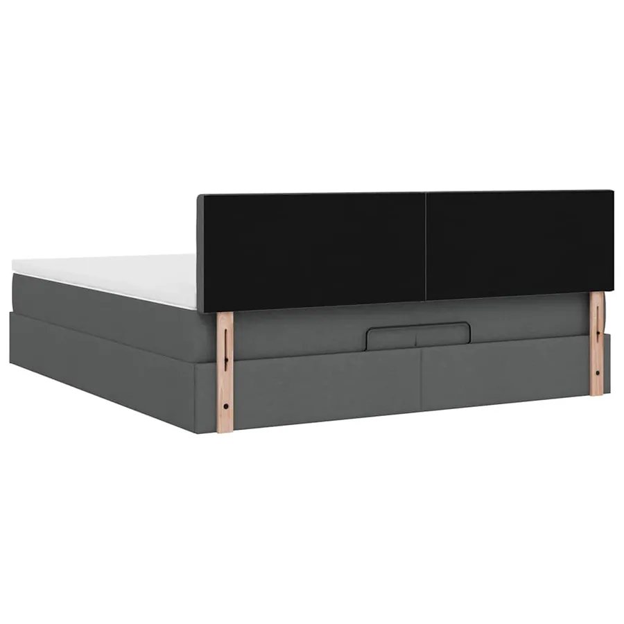 Cadre de lit ottoman avec matelas gris foncé 200x200 cm tissu - 11