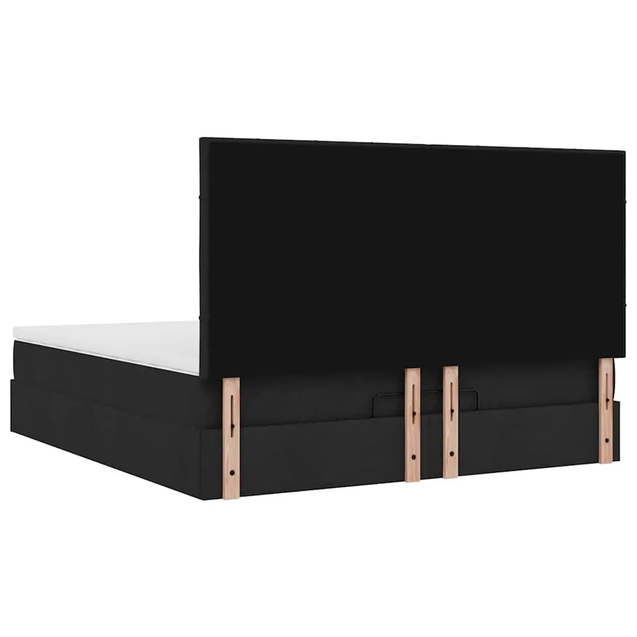 Cadre de lit ottoman avec matelas noir 180x200 cm tissu - 12