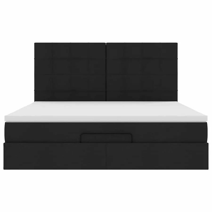 Cadre de lit ottoman avec matelas noir 180x200 cm tissu - 8