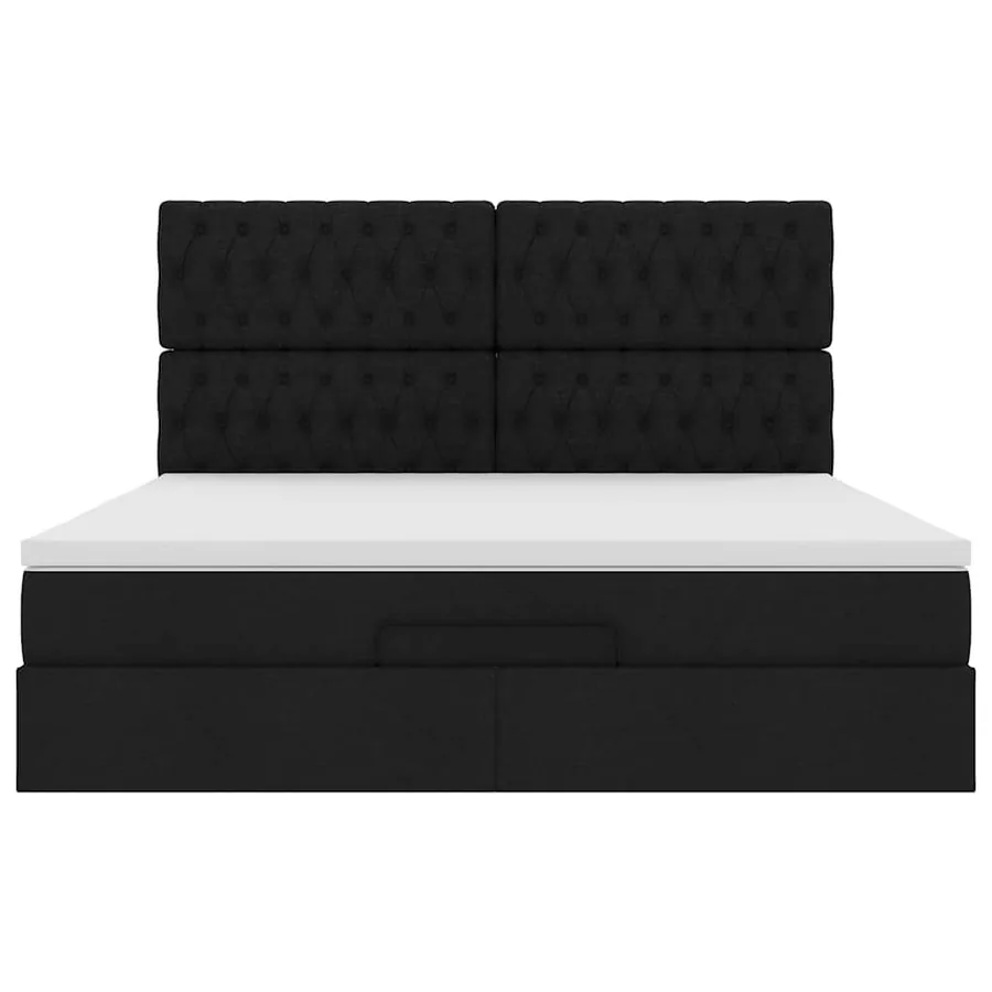 Cadre de lit ottoman avec matelas noir 180x200 cm tissu - 10