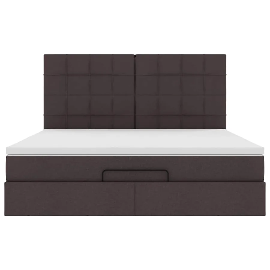 Cadre de lit ottoman avec matelas marron foncé 180x200 cm tissu - 7