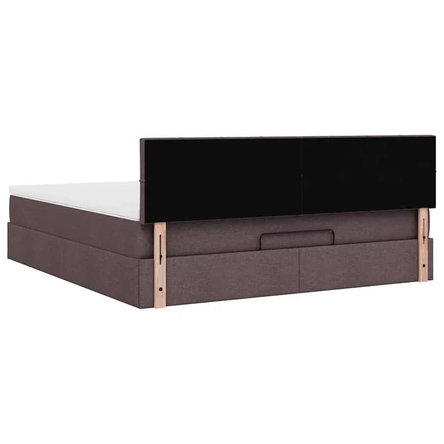 Lit ottoman avec matelas et LED Marron foncé 180x200 cm tissu - 12