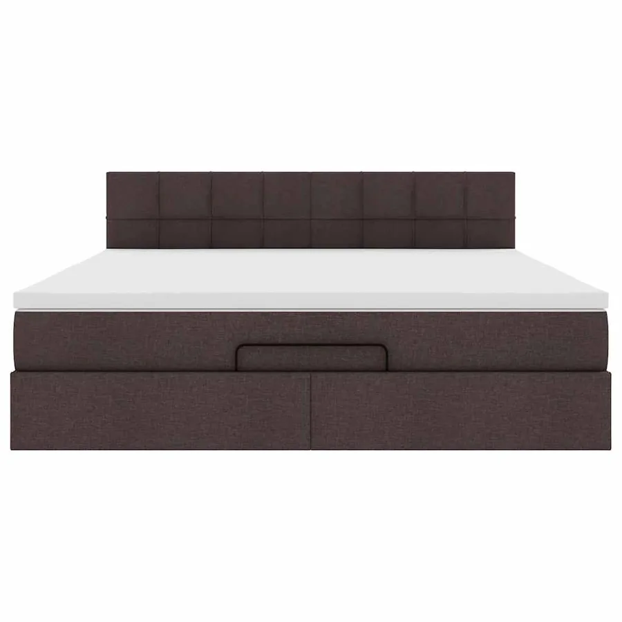 Lit ottoman avec matelas et LED Marron foncé 180x200 cm tissu - 8
