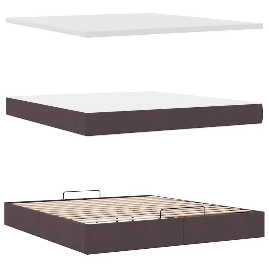 Lit ottoman avec matelas et LED Marron foncé 180x200 cm tissu - 9