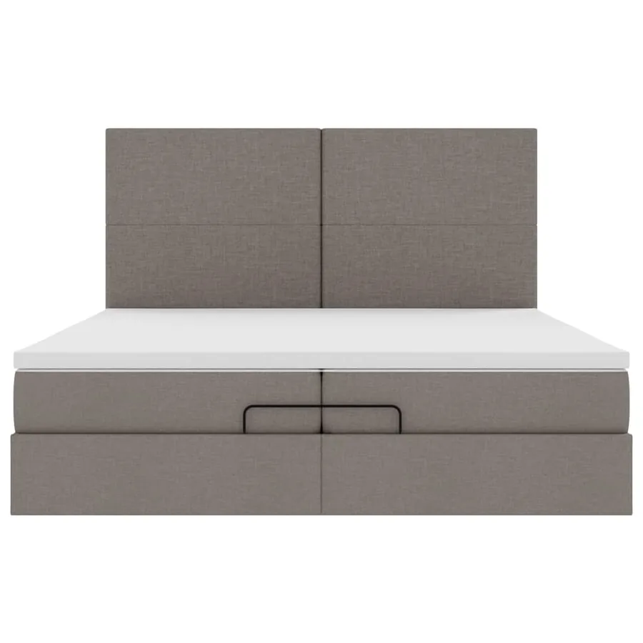 Cadre de lit ottoman avec matelas taupe 200x200cm tissu - 8