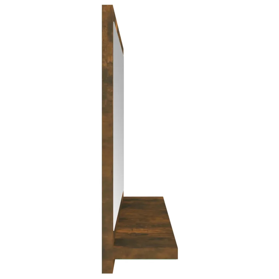 Miroir de bain Chêne fumé 60x10,5x37 cm Bois d'ingénierie - 4