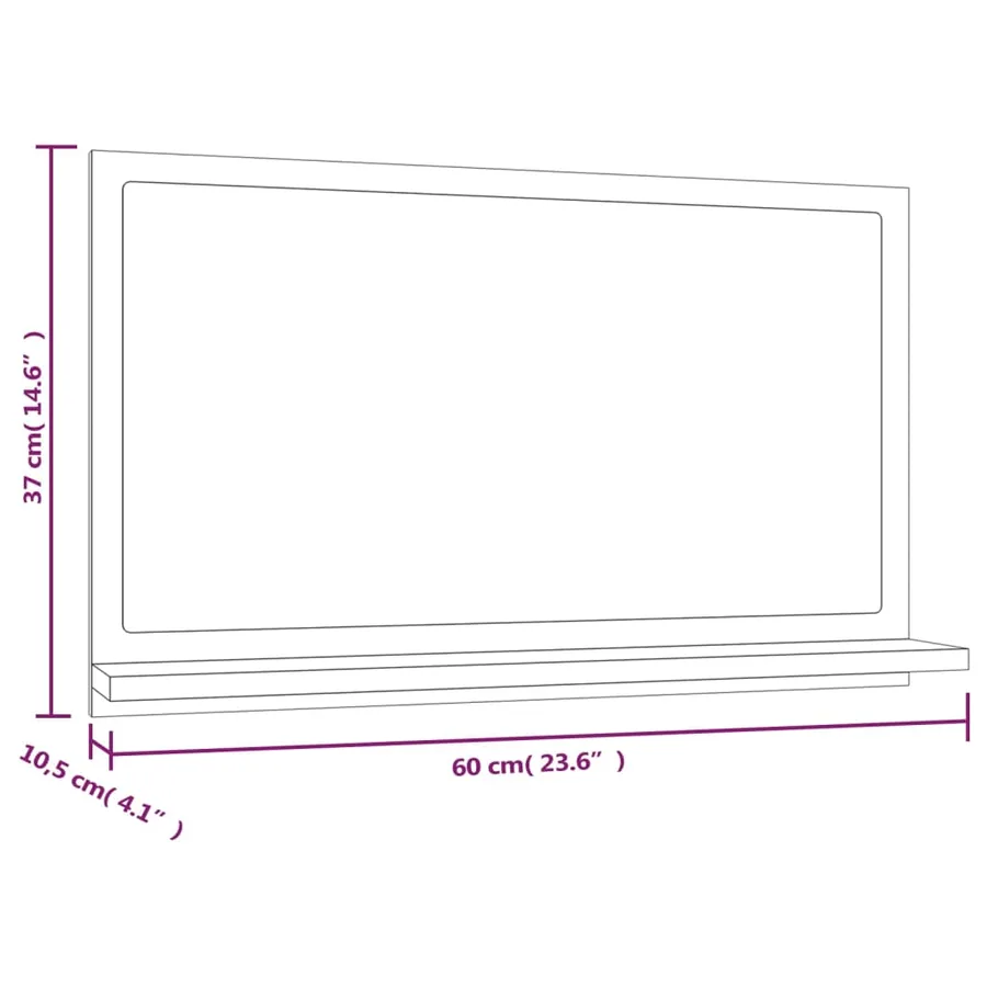 Miroir de bain Chêne fumé 60x10,5x37 cm Bois d'ingénierie - 8